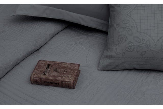 Valentini Embroidered Bedspread Set 5 PCs - King D.Grey