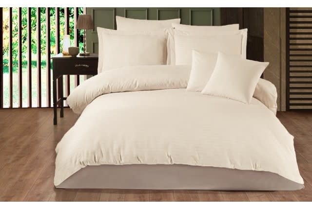 Hobby Cotton Stripe Comforter Set 4 PCS - Single Cream