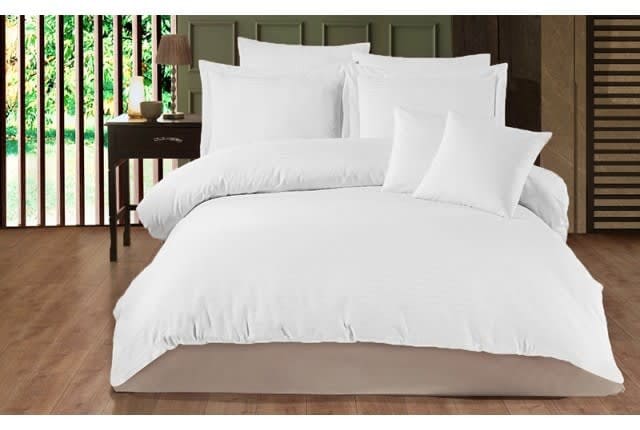 Hobby Cotton Stripe Comforter Set 4 PCS - Single White