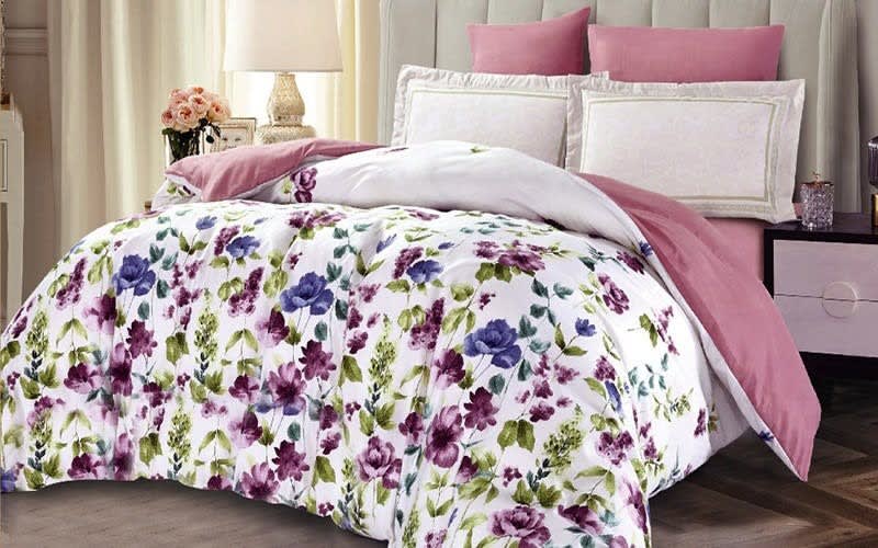 Odessa Quilt Cover Set Without Filling 6 PCS - King White & Pink