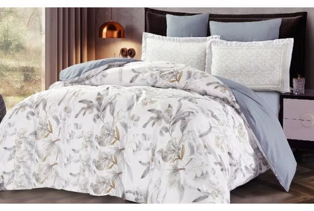 Odessa Quilt Cover Set Without Filling 6 PCS - King White & L.Grey