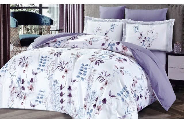 Odessa Quilt Cover Set Without Filling 6 PCS - King White & Purple