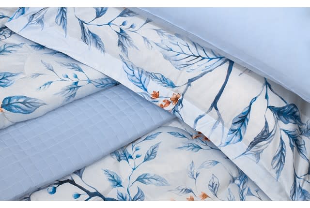 Valentini Comforter Set 7 PCS - King Off White & Blue