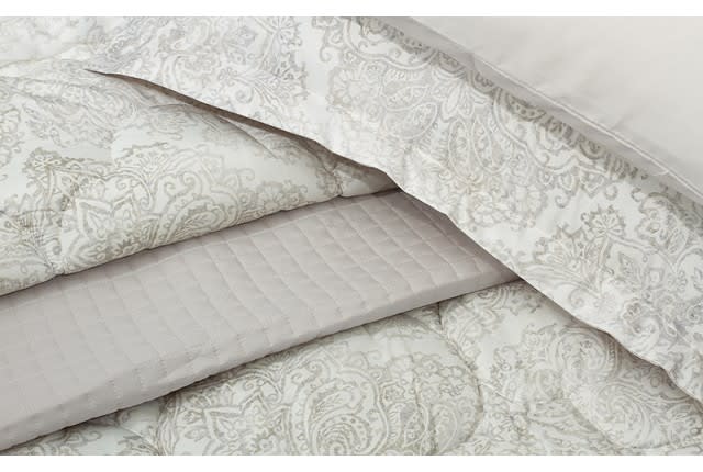 Valentini Comforter Set 7 PCS - King Off White & Grey