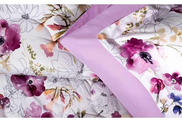 Valentini Comforter Set 4 PCS - Single White & Purple