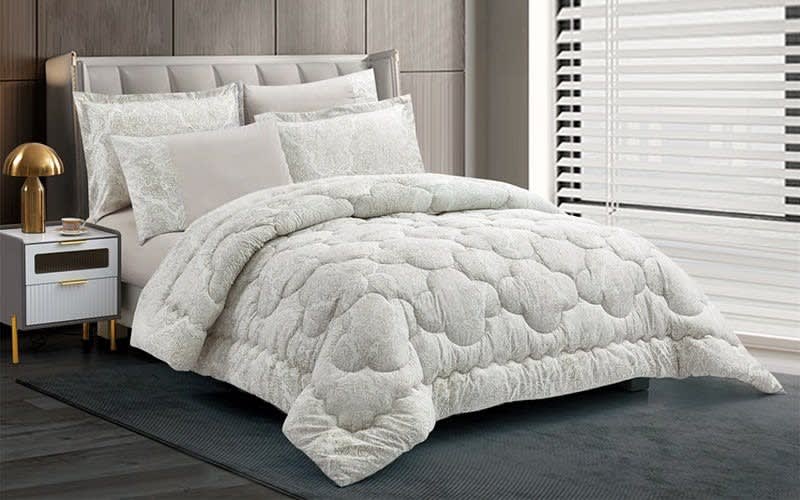 Valentini Comforter Set 4 PCS - Single Off White & Grey