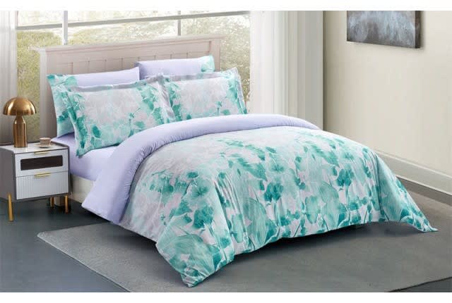 Valentini Duvet Cover Set 6 PCS Without Filling - King Off White & Turquoise