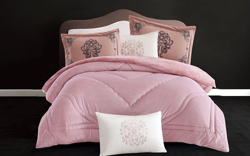 Kimberly Velvet Comforter Set 6 PCS - King Pink