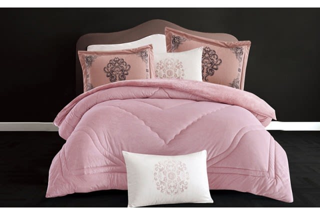 Kimberly Velvet Comforter Set 6 PCS - King Pink