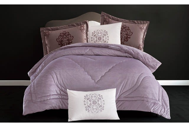 Kimberly Velvet Comforter Set 4 PCS - Single Purple
