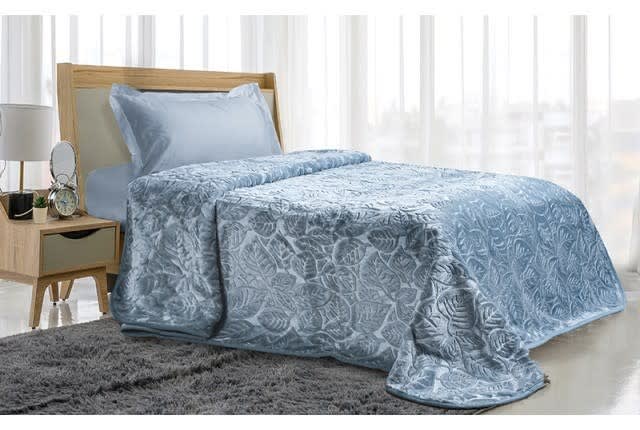Feather Flannel Blanket 1 Ply - Single L.Blue