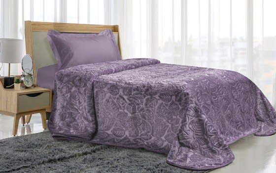 Feather Flannel Blanket 1 Ply - Single L.Purple