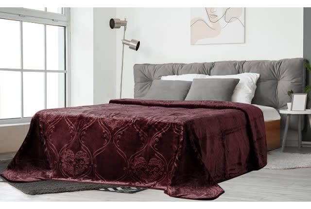 Feather Flannel Blanket 1 Ply - King Burgundy