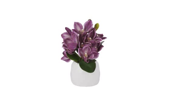 Ceramic Vase with Decorative Flower 1 PC - Pink