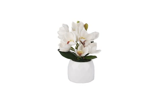 Ceramic Vase with Decorative Flower 1 PC - White