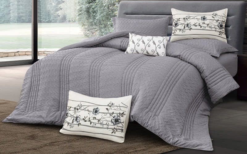 Alana Comforter Set 7 PCS - King Grey