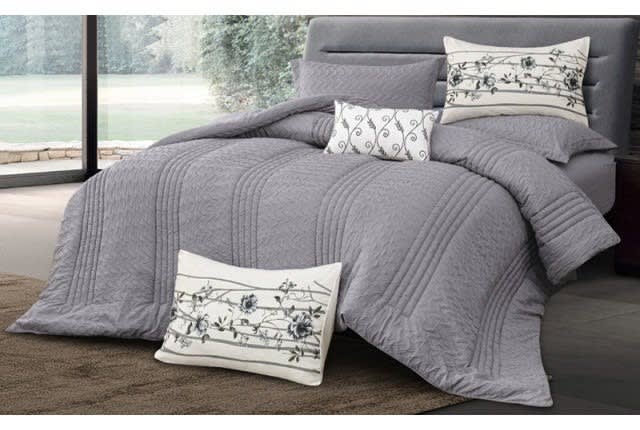 Alana Comforter Set 7 PCS - King Grey