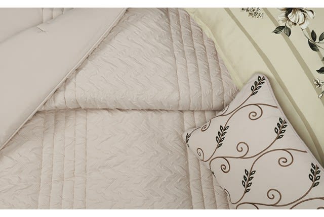 Alana Comforter Set 7 PCS - Queen L.Beige