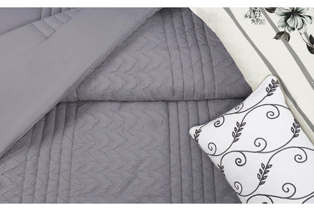 Alana Comforter Set 7 PCS - Queen Grey