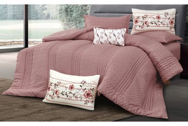 Alana Comforter Set 7 PCS - Queen Pink
