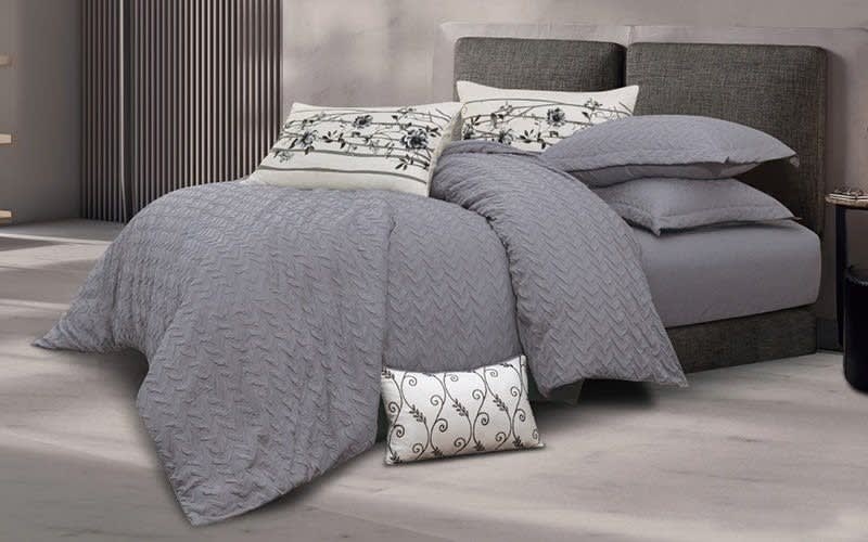 Alana Quilt Cover Set Without Filling 7 Pcs - King Grey