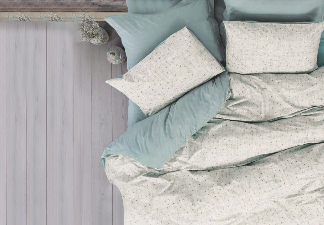 Cotton Box Comforter Set 6 PCS - King Grey & Mint