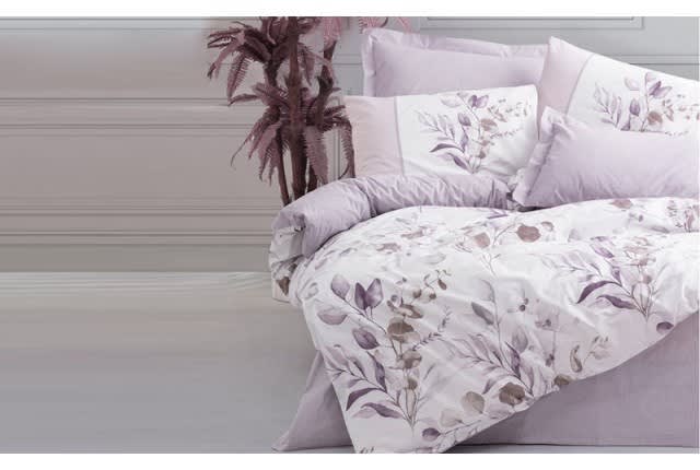 Cotton Box Comforter Set 6 PCS - King White & Purple