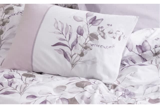 Cotton Box Comforter Set 4 PCs - Single White & Purple 
