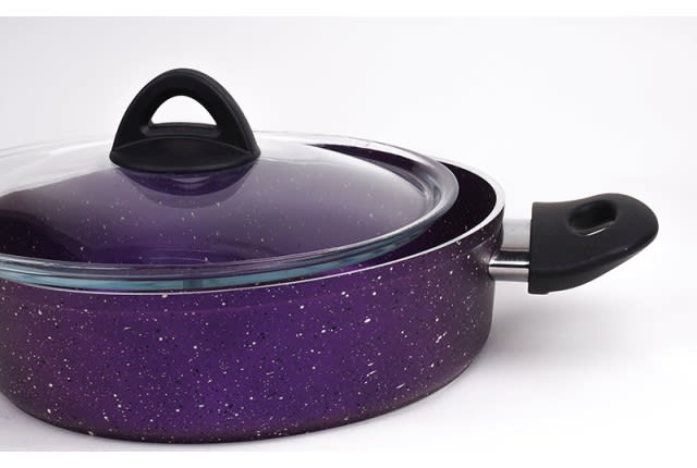 Granite Cooking Pot With Glass Lid - Purple ( Medium )