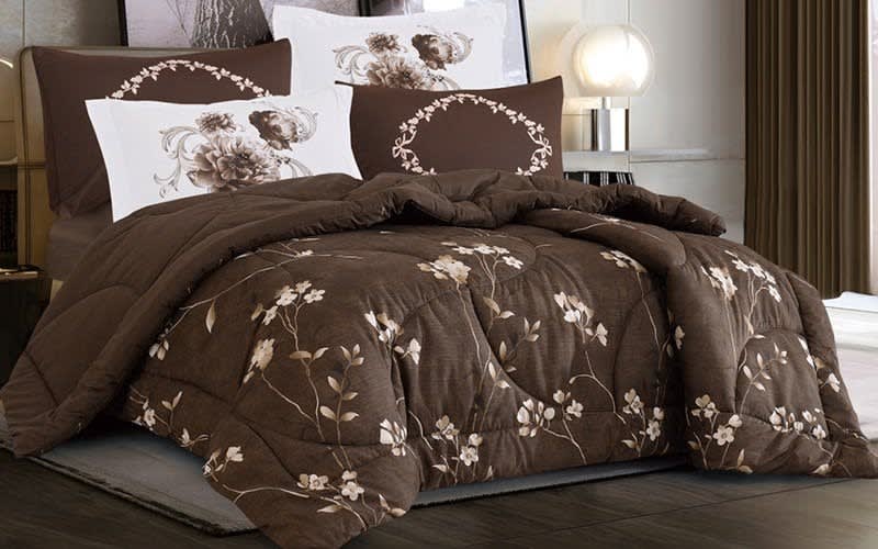 lydia Comforter Set 6 PCS - King  D.Brown