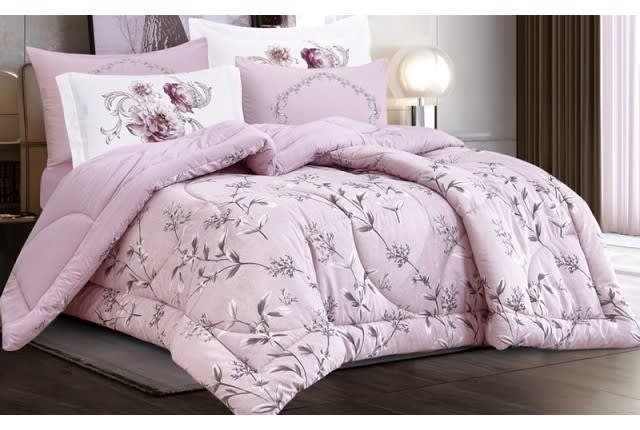 lydia Comforter Set 6 PCS - King  L.Pink
