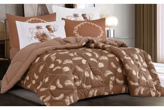 lydia Comforter Set 4 Pcs - Single  Brown