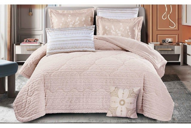 Osaka Velvet Comforter Set 7 PCS - King L.Pink