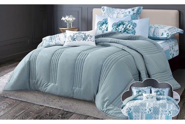 Feather Land Comforter Set 7 PCS - King Turquoise