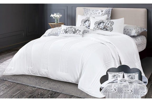 Feather Land Comforter Set 6 PCS - Queen White