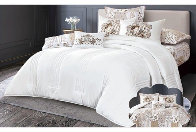 Feather Land Comforter Set 6 PCS - Queen Off White