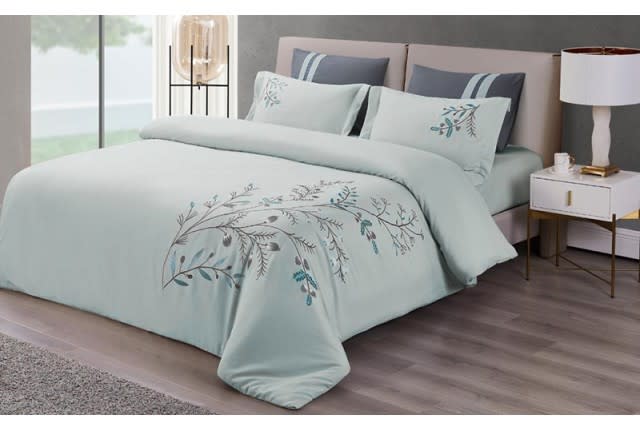 Casa Embroidered Quilt Cover Set Without Filling 6 PCS - King Turquise