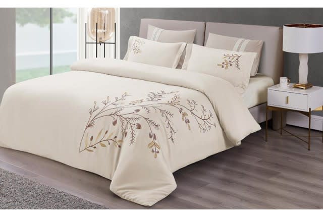 Casa Embroidered Quilt Cover Set Without Filling 6 PCS - King L.Beige