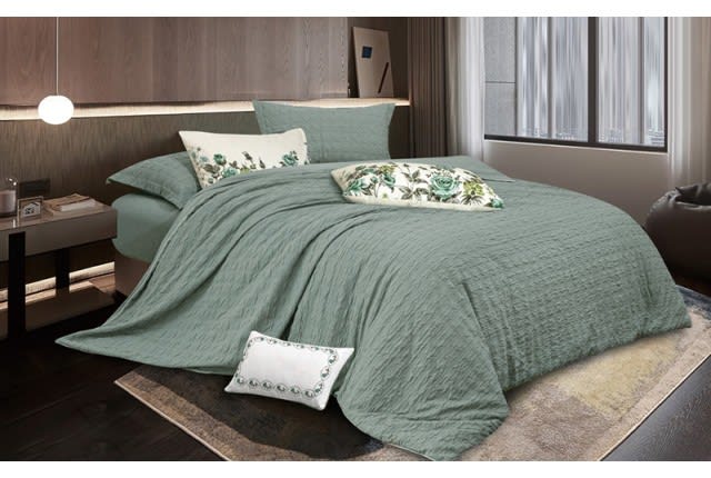 Jensen Quilt Cover Set Without Filling 7 PCS - King Green