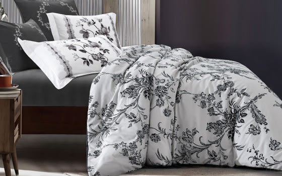 Mariana Quilt Cover Set Without Filling 6 PCS - King L.Grey & Black