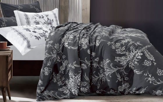 Mariana Quilt Cover Set Without Filling 6 PCS - King D.Grey & White
