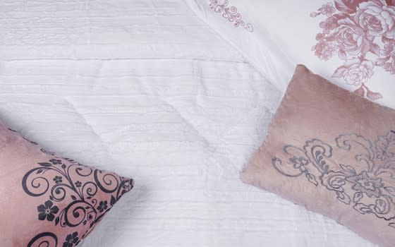 Dora Velvet Comforter Set 7 PCS - King White 