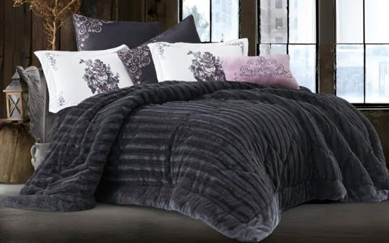 Dora Velvet Comforter Set 7 PCS - King D.Grey 