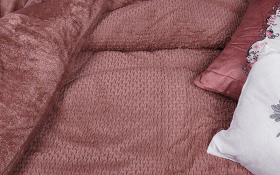 Cely Velvet Comforter Set 7 PCS - King D.Pink 