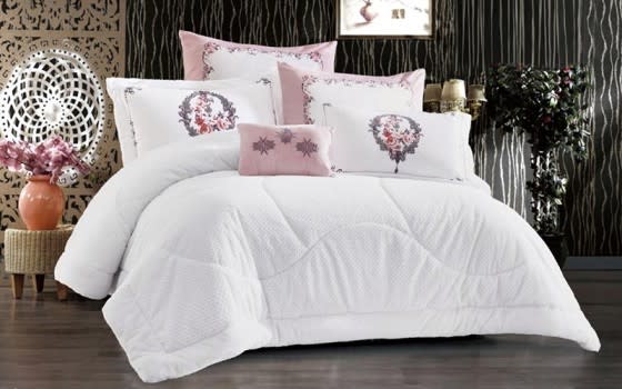 Cely Velvet Comforter Set 7 PCS - King White 