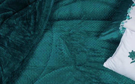Cely Velvet Comforter Set 7 PCS - King Turquoise 