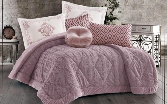 Betty Velvet Comforter Set 7 PCS - King Pink 