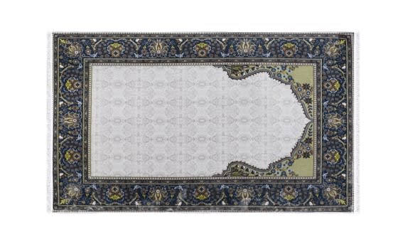 Armada Memory Foam Prayer Carpet - ( 65 X 120 ) cm - White & Navy