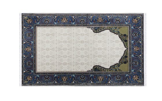 سجادة صلاة ميموري فوم من أرمادا - ( 65 × 120 )  سم - أبيض وأزرق