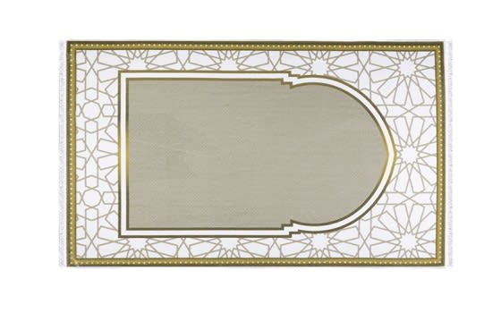 سجادة صلاة ميموري فوم من أرمادا - ( 65 × 120 )  سم - أبيض وبيج